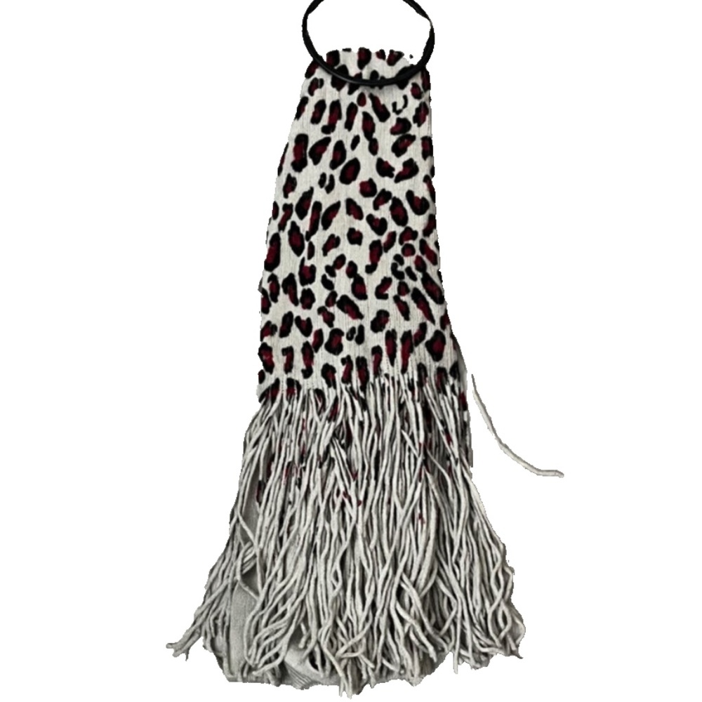 3 For $15 (NWT) Mstylelab Animal Print Fringed Scarf Gray/Red